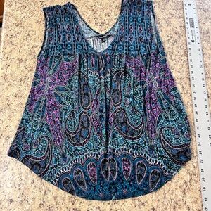 Women’s Lucky Brand Blue & Purple Paisley Sleeveless tank Top